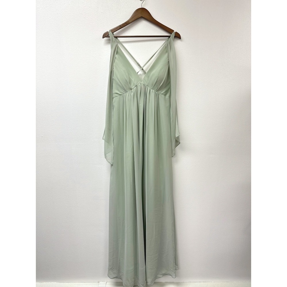 Azazie A-Line V-Neck Chiffon Dress Dusty Sage A10